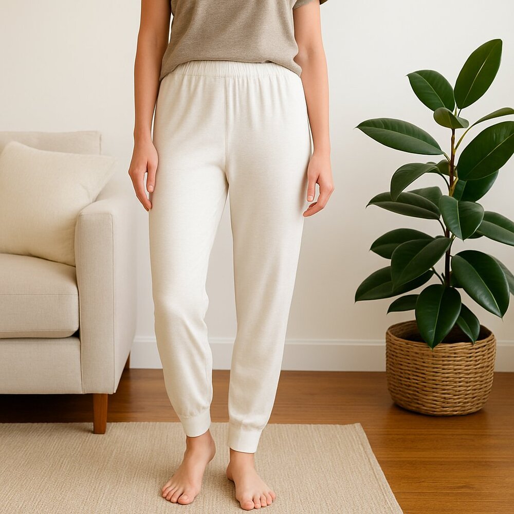 MADE IN ITALY | Cream White Wool Blend Leggings - Large